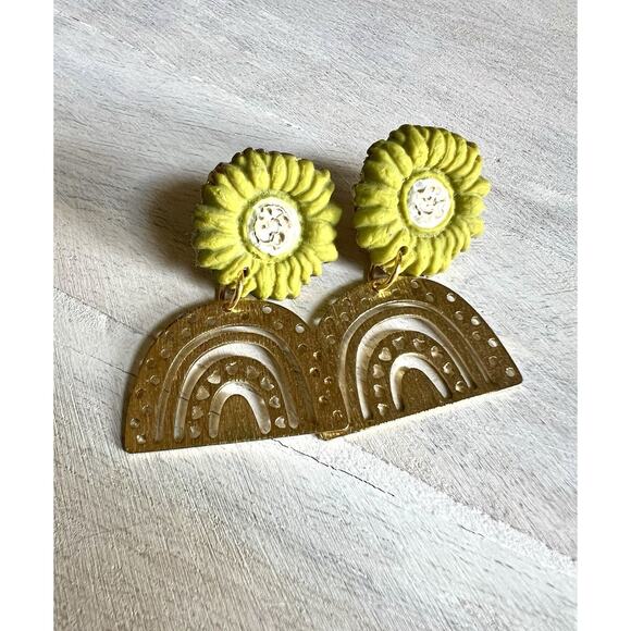 Statement Earrings Handmade Polymer Clay Earrings Handcrafted Artwork Floral - Picture 1 of 7